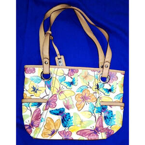 KIM ROGERS HANDBAG BUTTERFLY COLORFUL PURSE TOTE CARRY